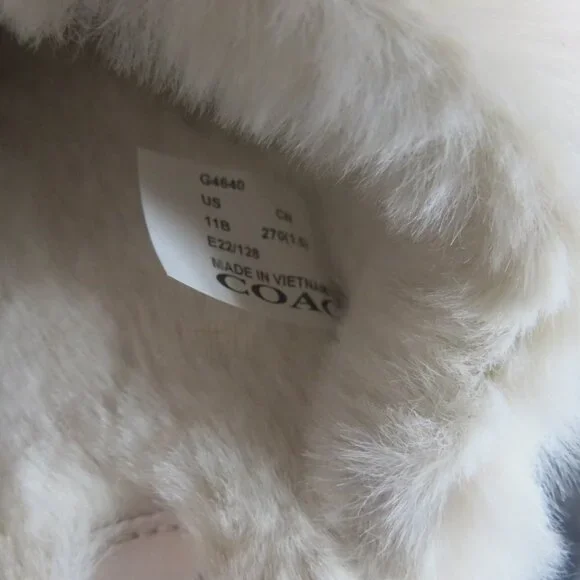 Coach Signature Jacquard Faux Fur Slippers – Black/Grey – Size 11 – New (B2) - Picture 5 of 7